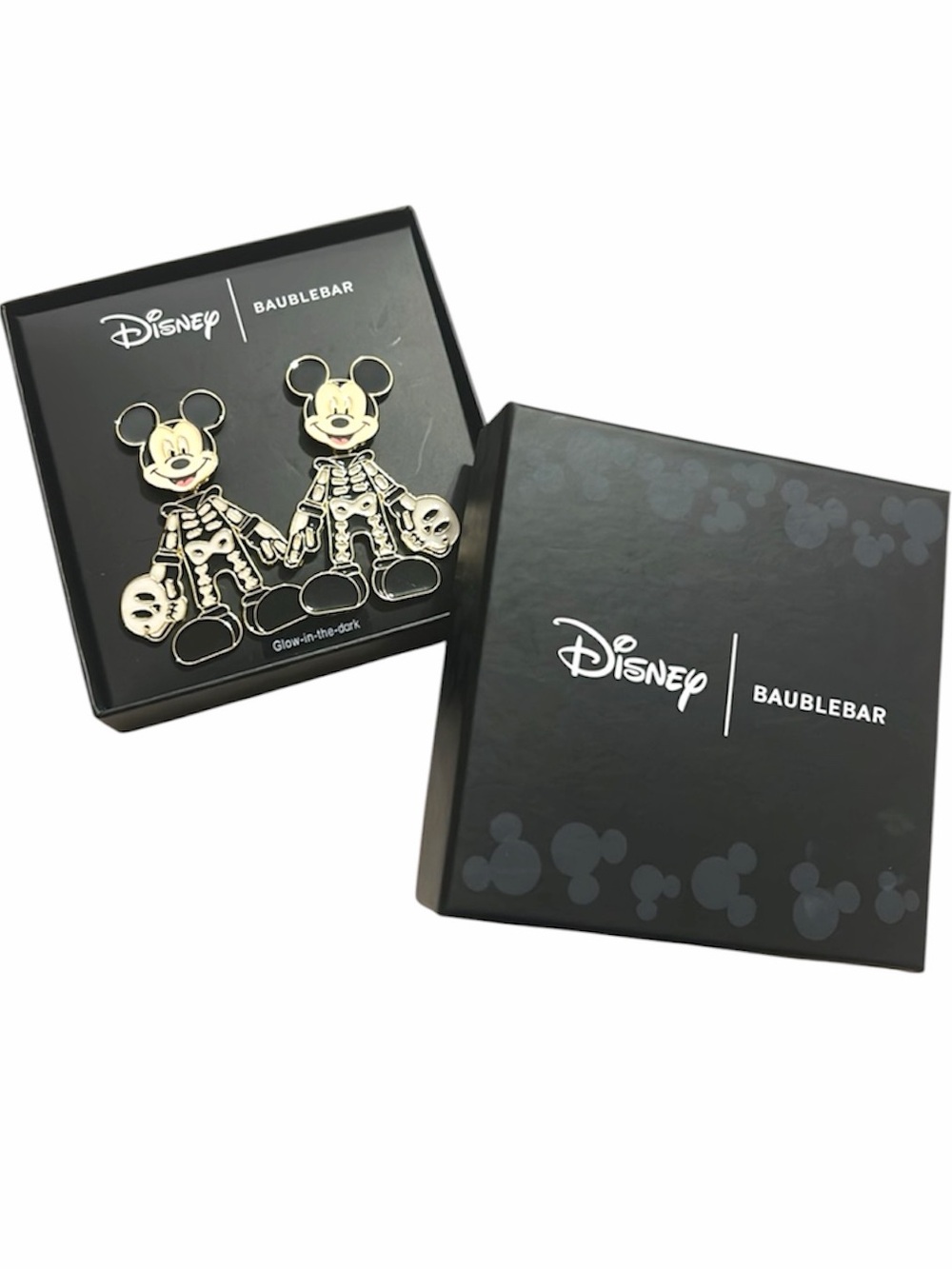 GLOW IN THE DARK DISNEY Mickey Mouse Skeleton Earrings NWT - Picture 4 of 7